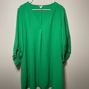 Cato Vibrant Green V-Neck Dress